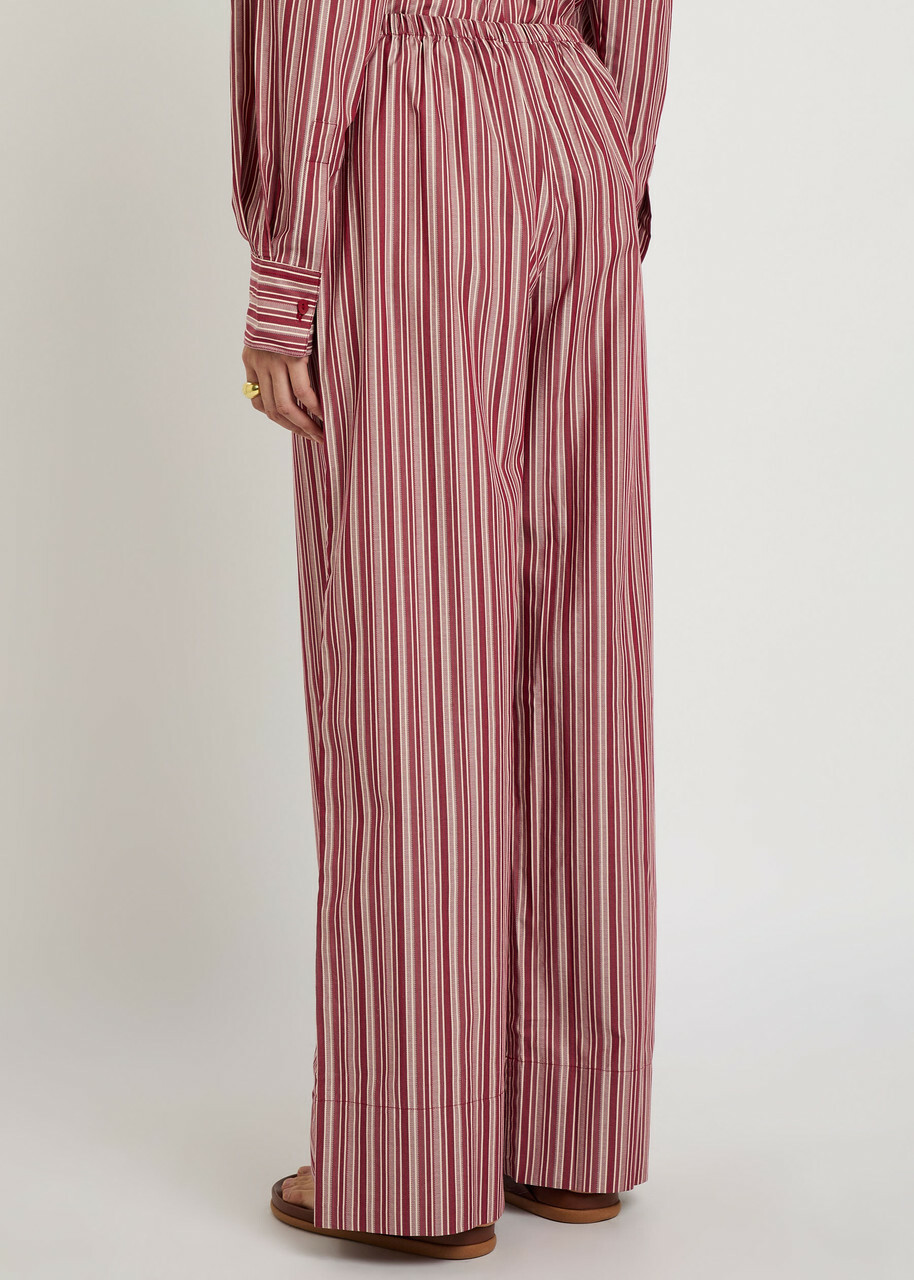 Faithfull The Brand Tone Striped Straight-leg Cotton Trousers Red