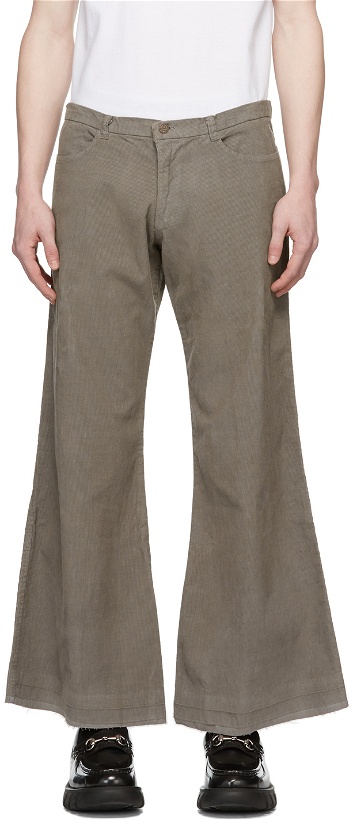 Photo: Praying SSENSE Exclusive Grey Corduroy Bootcut Trousers