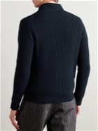 Drake's - Integral Ribbed Wool and Alpaca-Blend Sweater - Blue