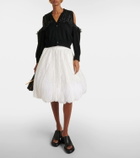 Noir Kei Ninomiya Cutout tulle-trimmed wool cardigan