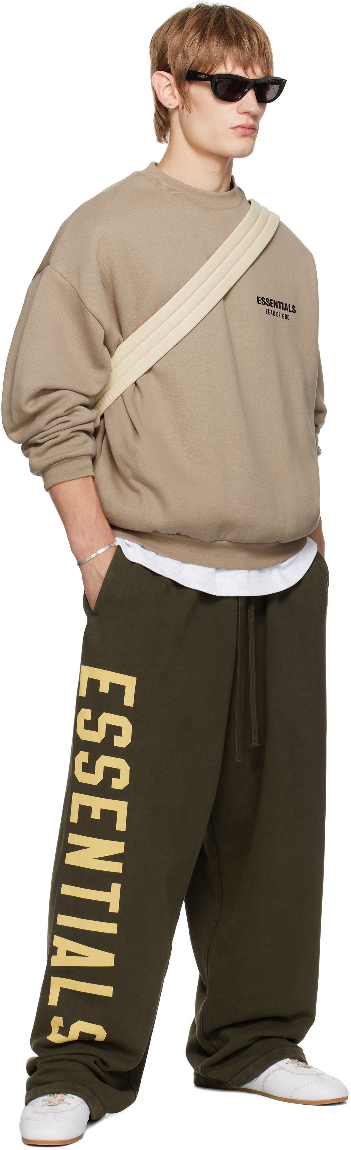 Fear of God ESSENTIALS Beige Fleece Crewneck Sweatshirt Fear