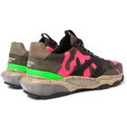 Valentino - Valentino Garavani Bounce Camouflage-Print Leather, Mesh and Suede Sneakers - Pink