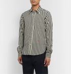 AMI - Slim-Fit Logo-Embroidered Striped Voile Shirt - Black