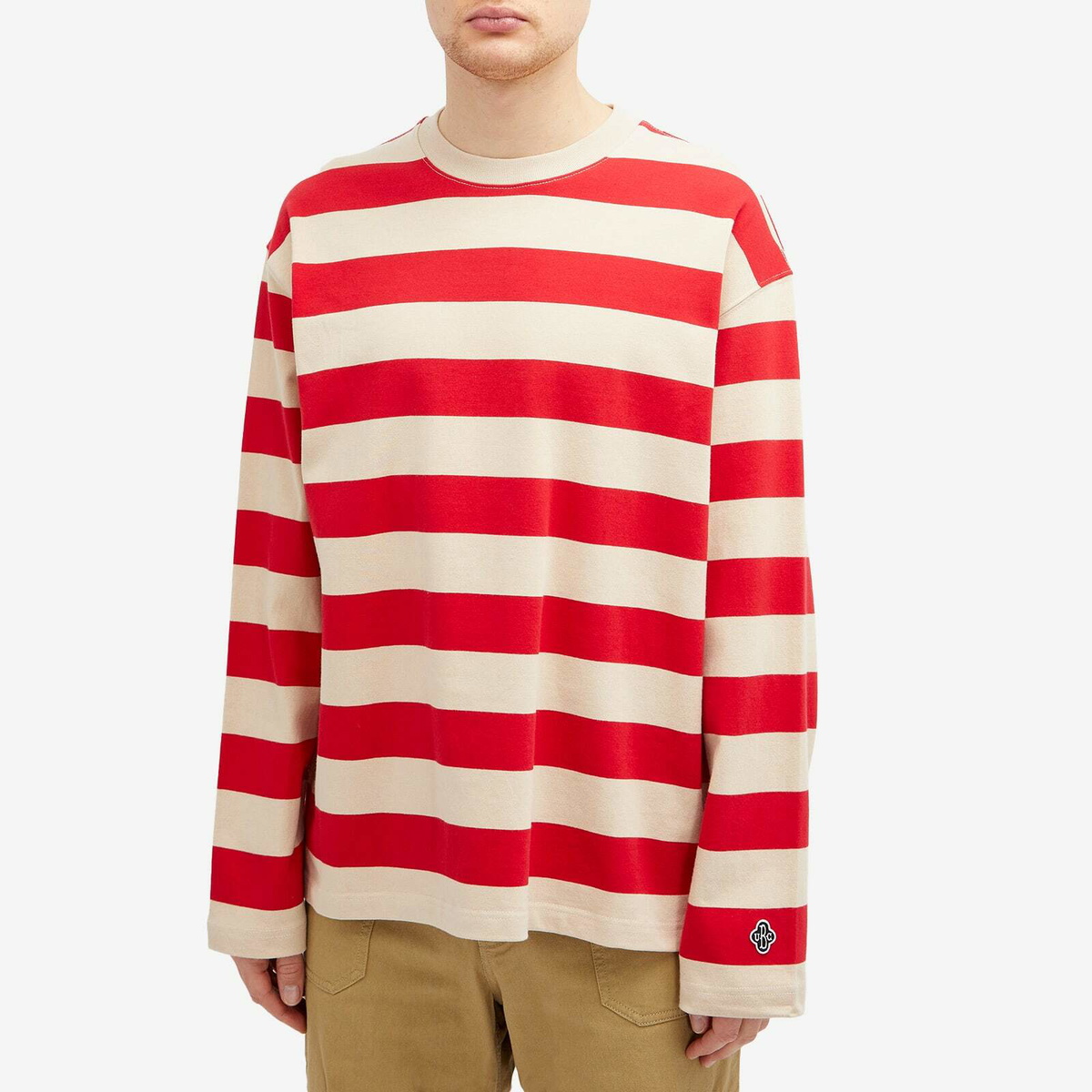 Uniform Bridge Men's Stripe Long Sleeve T-Shirt in Red