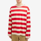 Uniform Bridge Men's Stripe Long Sleeve T-Shirt in Red Stripe