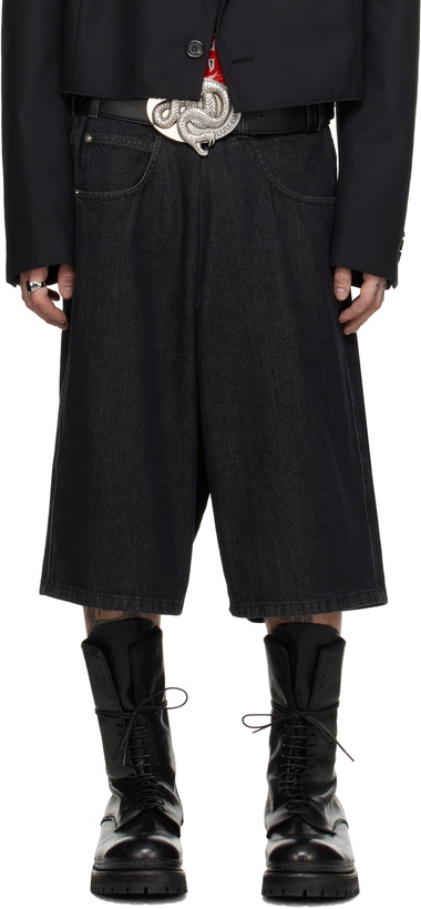 Photo: LU'U DAN Black Kriss Kross Denim Shorts
