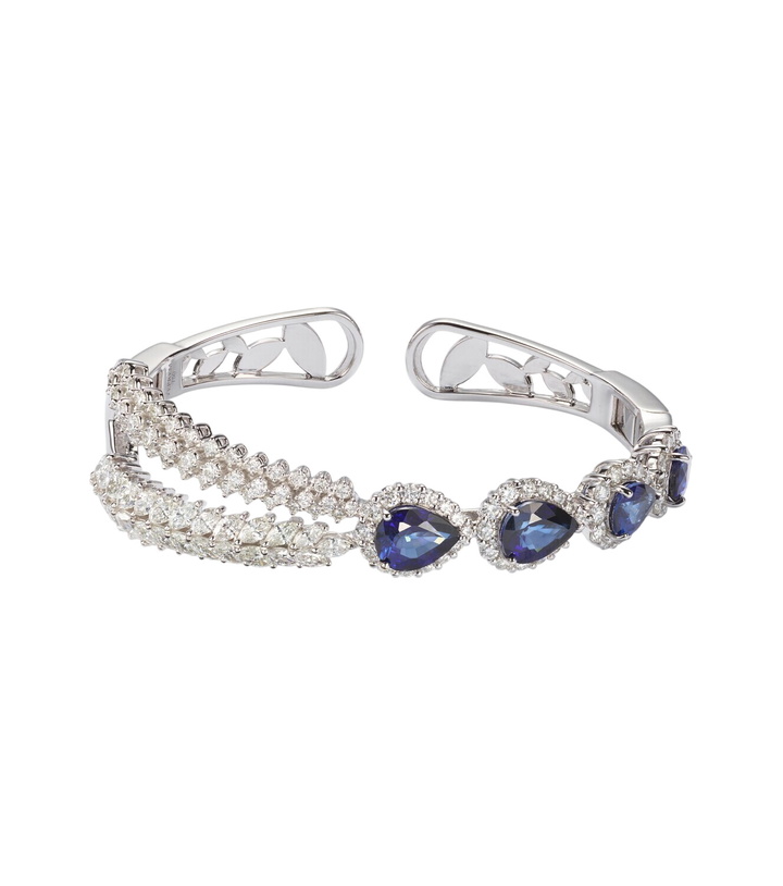 Photo: Yeprem Reign Supreme 18kt white gold bangle with sapphires and diamonds