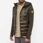 Moncler Men's Down Front Knit Hooded Jacket in Green