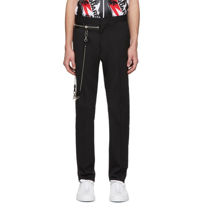 Photo: Dsquared2 Black Wool Chain Hockey Trousers