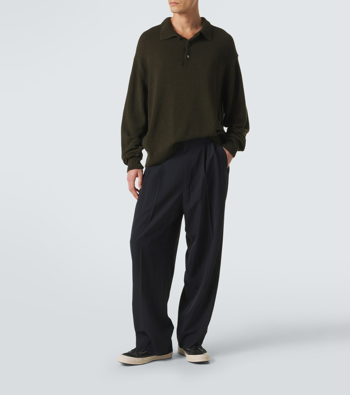 A.Presse Wool-blend wide-leg pants