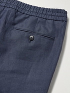 Brioni - Sidney Slim-Fit Tapered Linen Drawstring Trousers - Blue