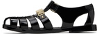 Moschino Black Jelly Lettering Logo Sandals