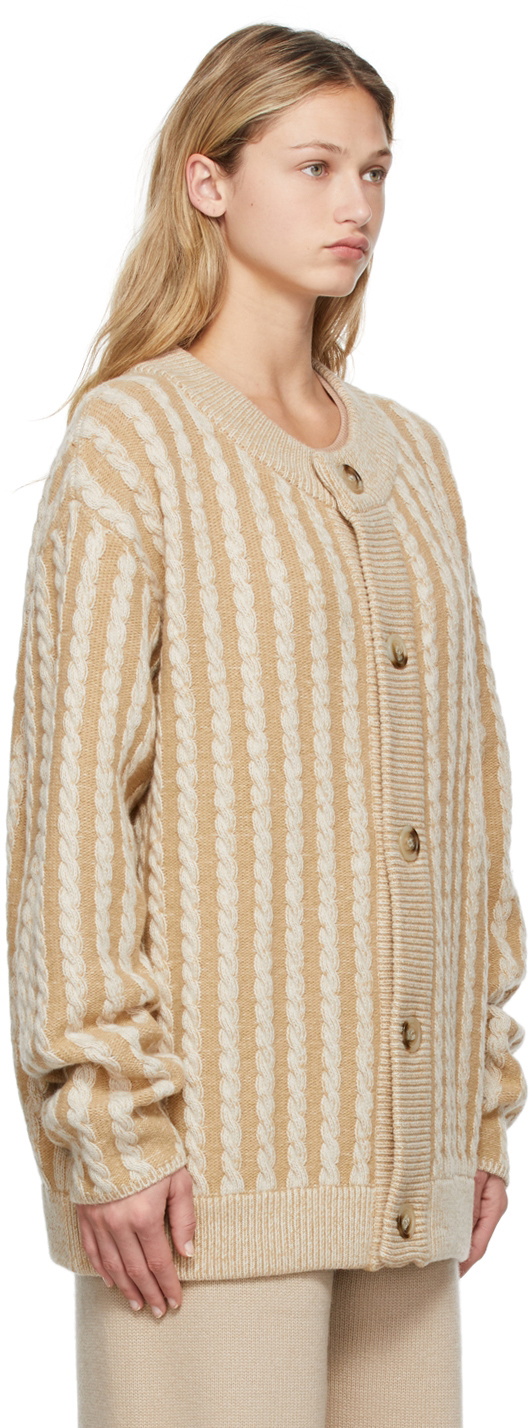 Trunk Project Beige Cable Stripe Knit Cardigan