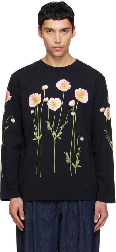 Photo: Simone Rocha Black Poppy Field Print Long Sleeve T-shirt