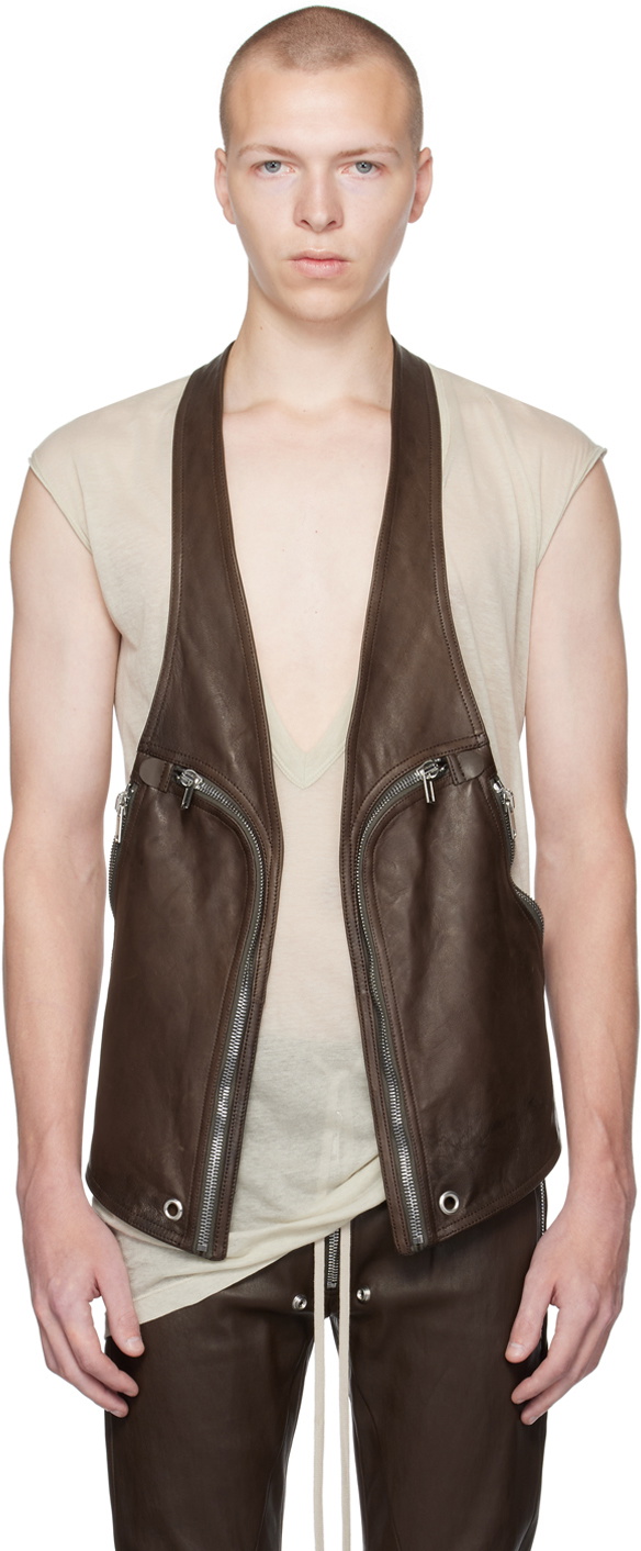 Rick Owens Brown Bauhaus Leather Vest Rick Owens