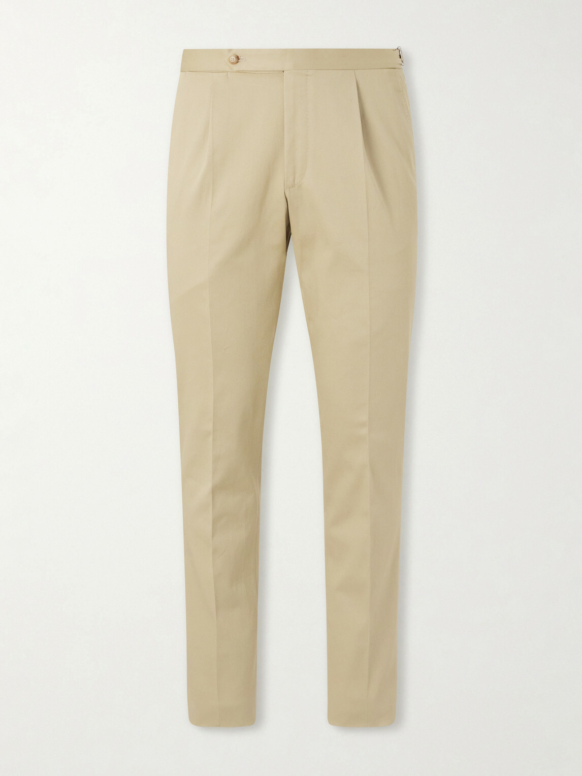 De Petrillo - Straight-Leg Cotton-Blend Twill Trousers - Neutrals