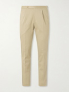 De Petrillo - Straight-Leg Cotton-Blend Twill Trousers - Neutrals