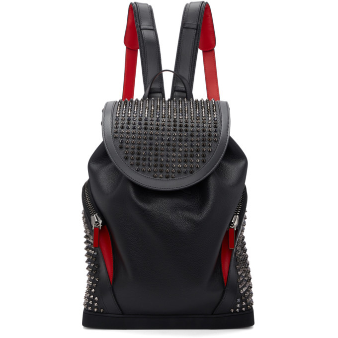 Christian Louboutin Black/Red 'Explorafunk' Studded Leather