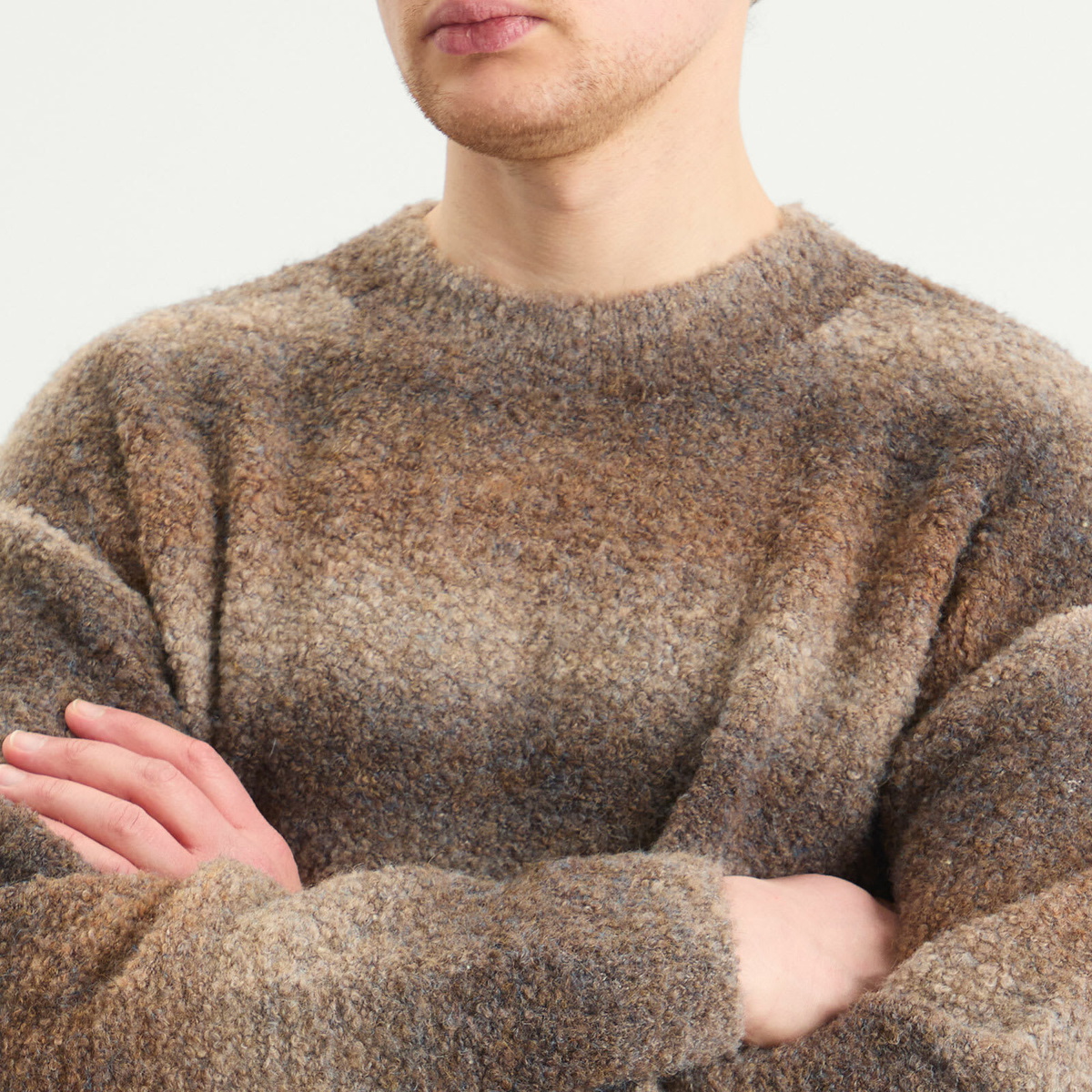 FrizmWORKS Men's Gradiation Boucle Knit Sweater in Brown