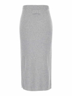 TwinSet Midi Grey Skirt With Logo Patch In Knit Woman