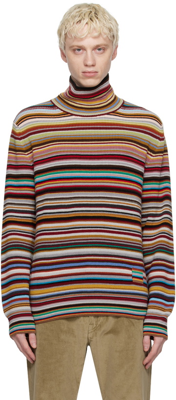 Photo: Paul Smith Multicolor Signature Stripe Turtleneck