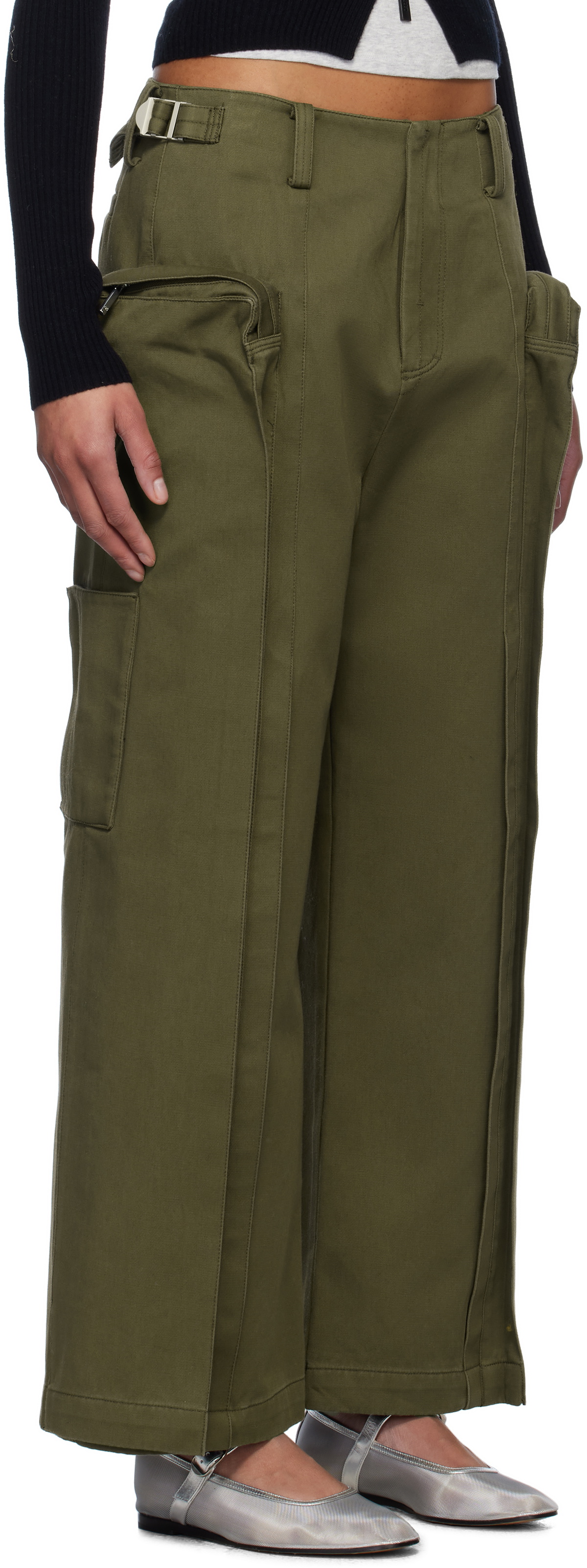 Fax Copy Express Khaki Vertical Pocket Cargo Pants