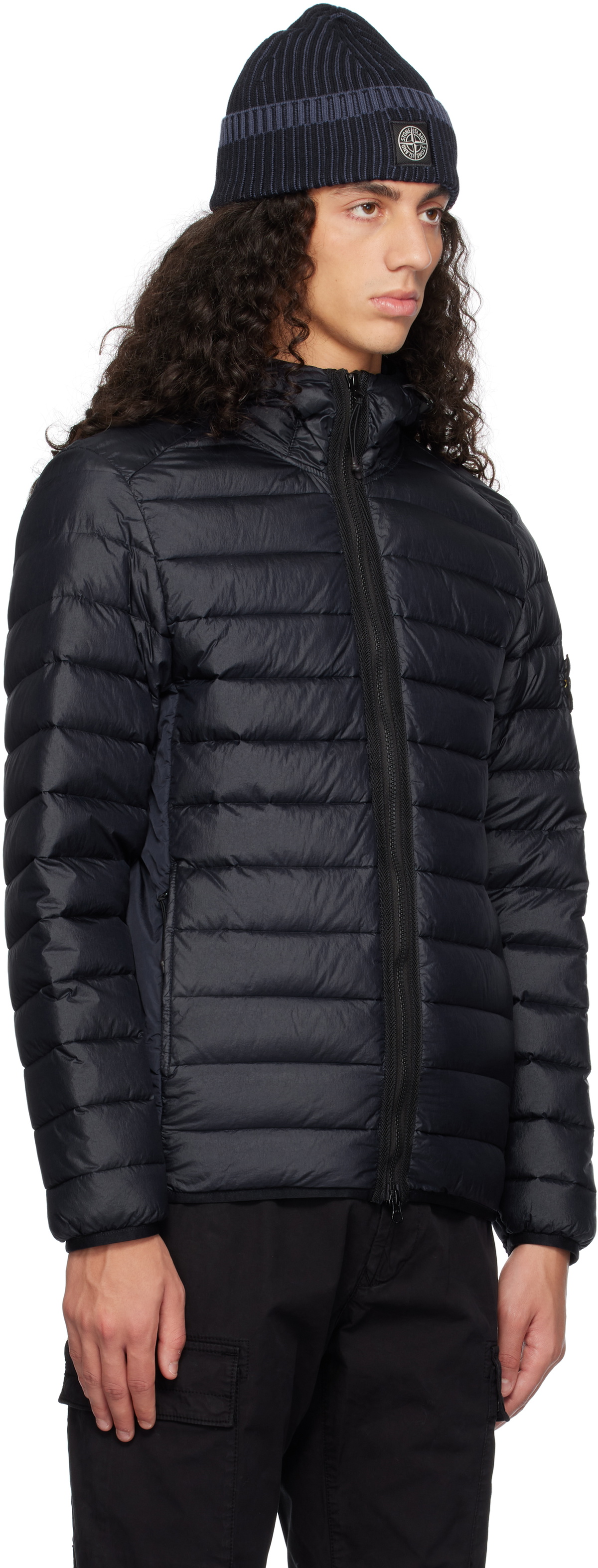 Stone Island Navy 40324 Loom Woven Chambers Down Jacket Stone Island