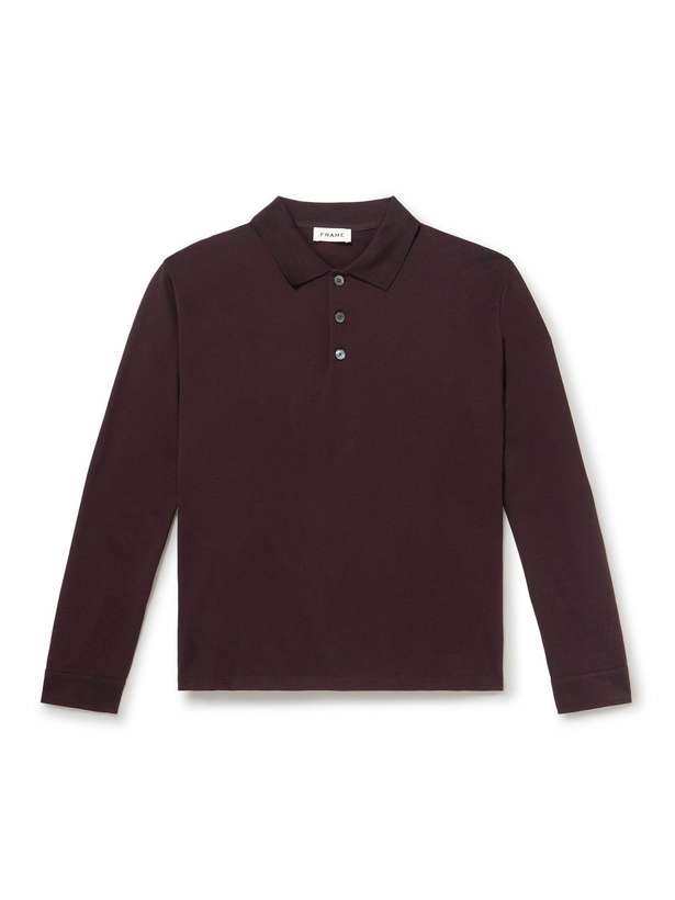 Photo: FRAME - Mercerised Cotton-Piqué Polo Shirt - Burgundy