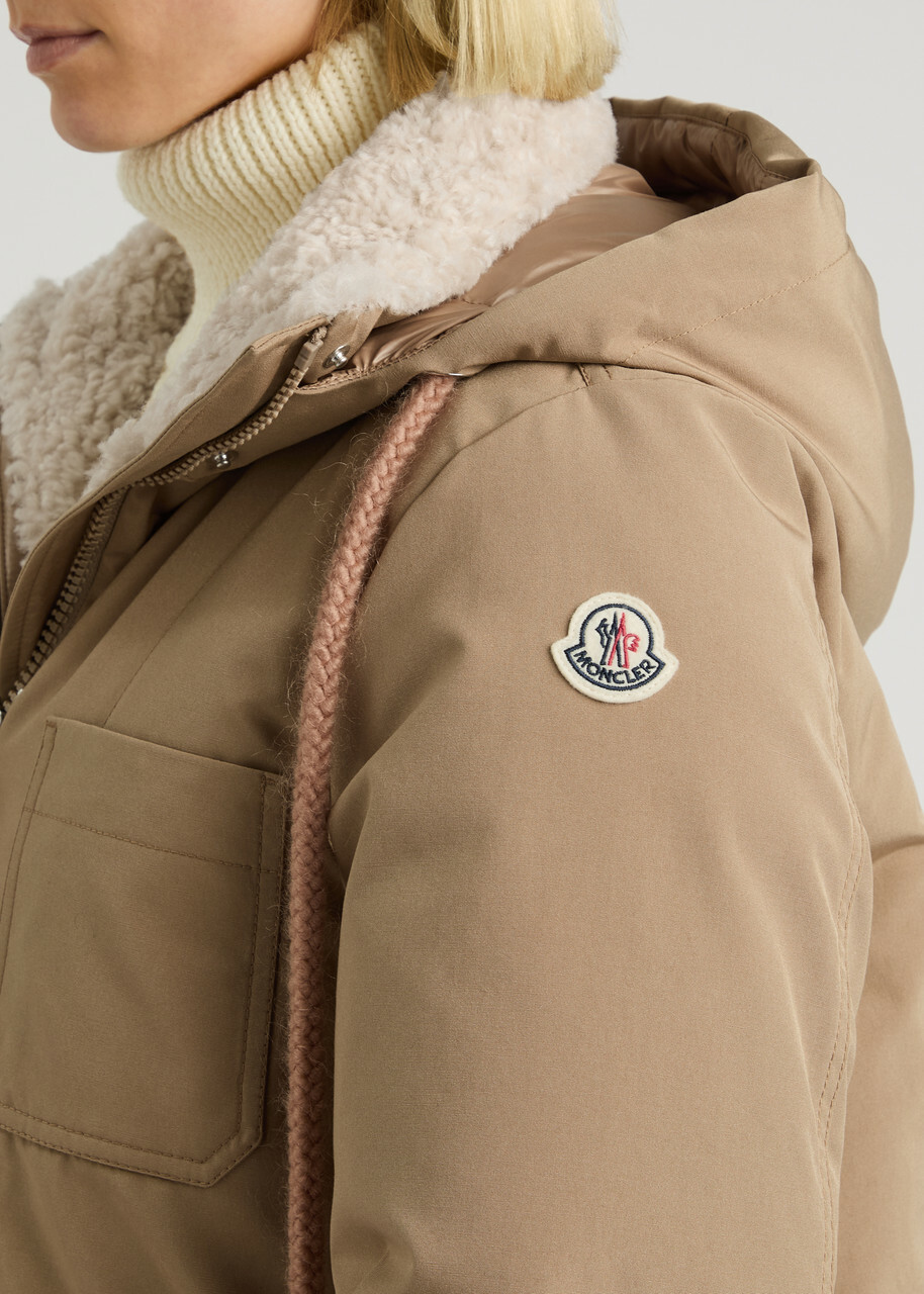 Moncler Urfe Hooded Shell Parka Beige Moncler
