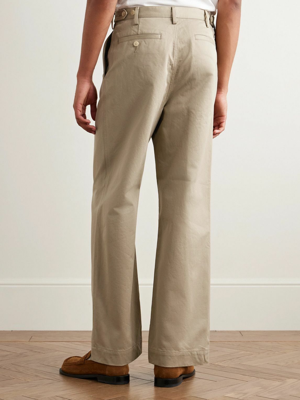 Auralee - Finx Straight-Leg Pleated Cotton-Twill Trousers