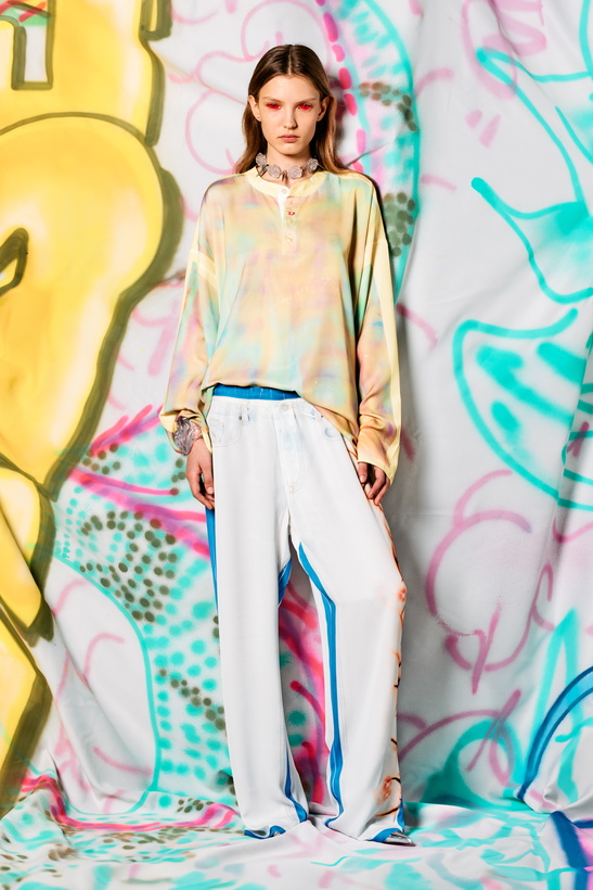 Photo: Diesel Henley top with graffiti print - T-Shirts - Unisex - Yellow