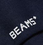 Beams Plus - Striped Ribbed Cotton-Blend Socks - Navy