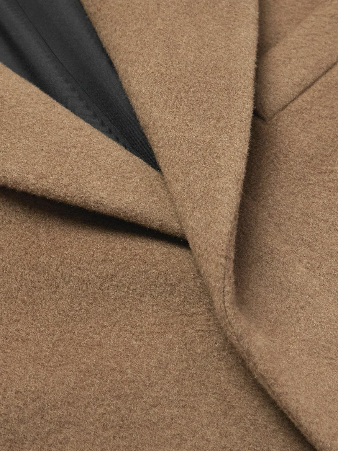 SAINT LAURENT - Oversized Brushed-Wool Coat - Brown