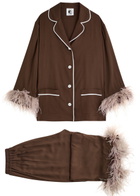 Sleeper Party Feather-trimmed Pyjama set Brown