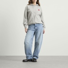 Comme des Garçons Play Red Emblem Zip Hoodie in Grey