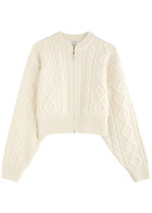 Frame Cable-knit Wool Cardigan Cream