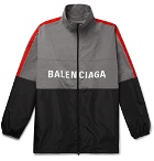 Balenciaga - Oversized Striped Logo-Print Ripstop and Shell Jacket - Gray
