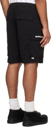 AAPE by A Bathing Ape Black 'AAPENOW' Moonface Logo Cargo Shorts