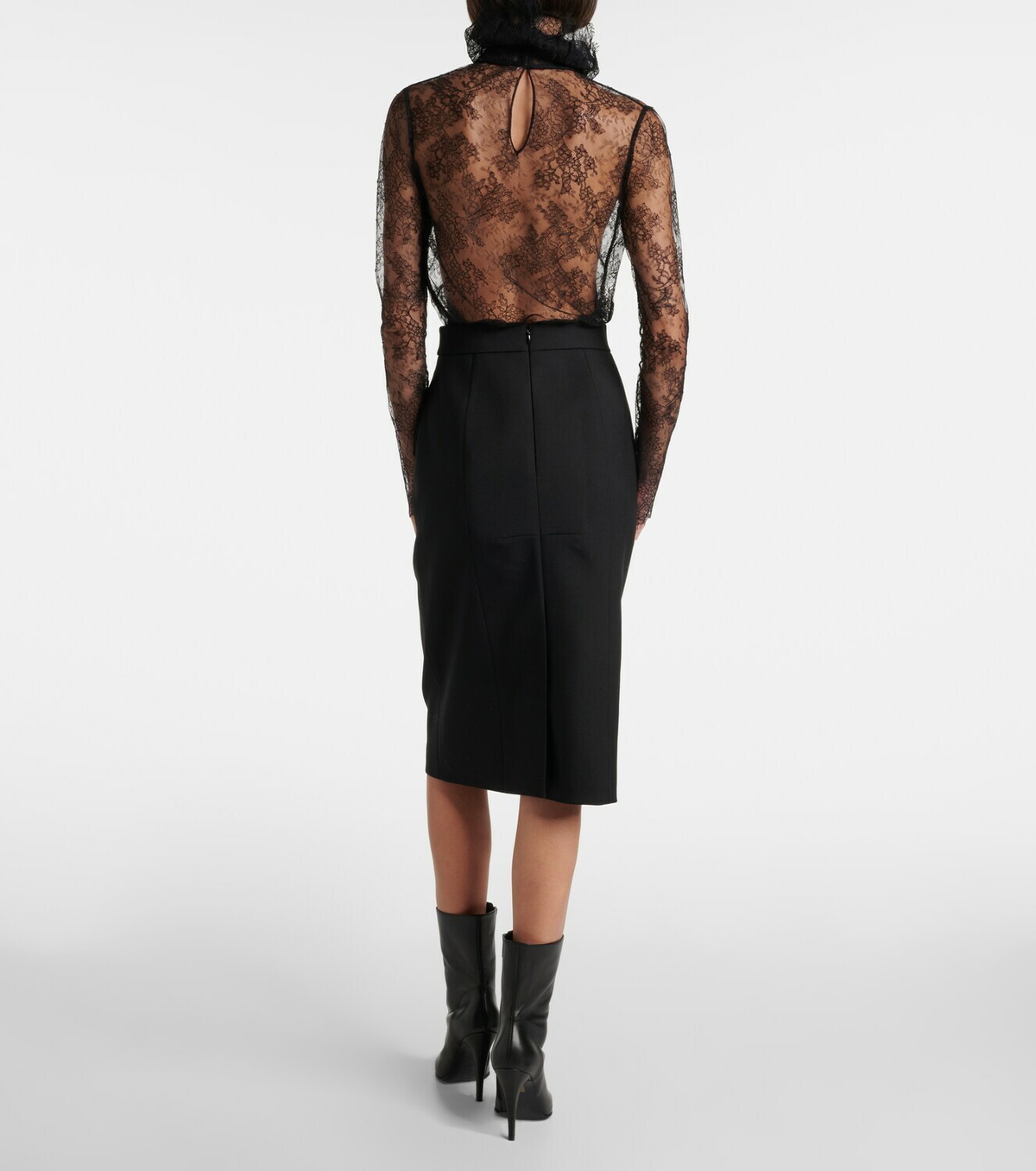McQueen High-rise wool gabardine pencil skirt
