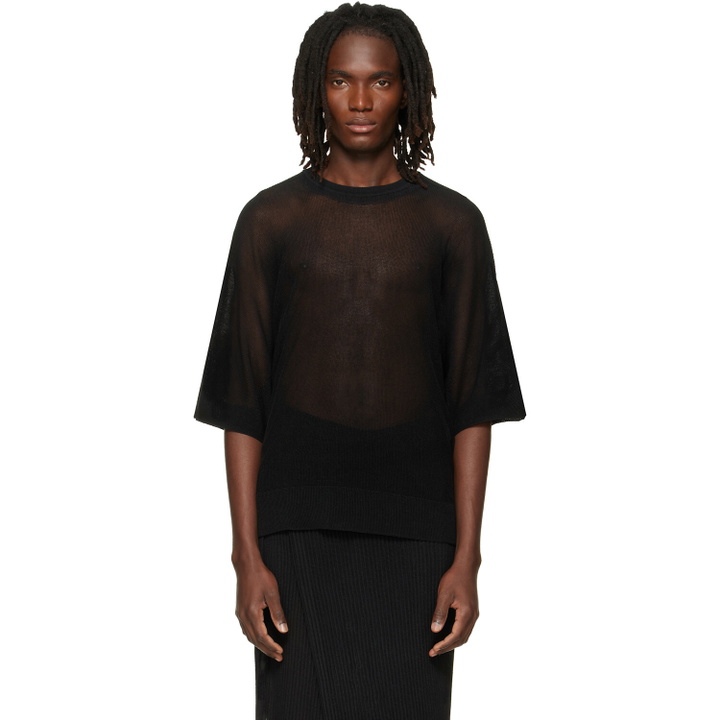 Photo: HOMME PLISSÉ ISSEY MIYAKE Black Washi Framework-T T-shirt