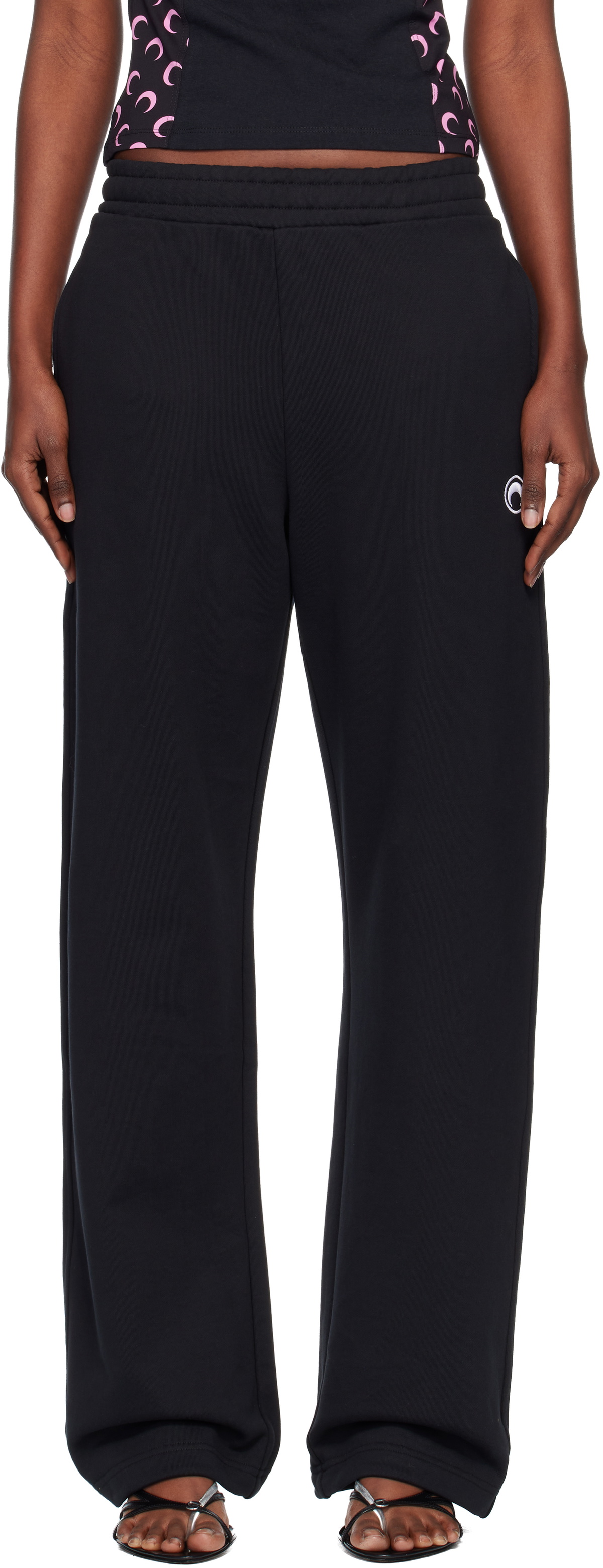 Marine Serre Black Moon Logo Fleece Sweatpants