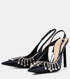 Gucci GG embellished patent leather slingback pumps