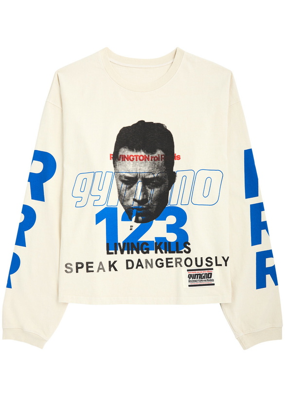 Photo: Rivington Roi Rebis Speak Dangerously Printed Cotton top Off White