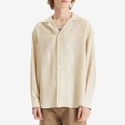 Róhe Men's Stripe Silk Vacation Shirt in Cream Heritage Stripe