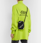 Balenciaga - Logo-Print Fleece Messenger Bag - Black