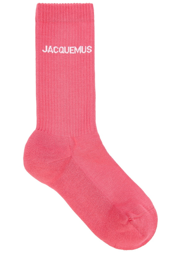 Photo: Jacquemus Les Chaussettes Logo Cotton-blend Socks Pink