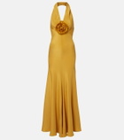 Rodarte Floral-appliqué silk crêpe gown