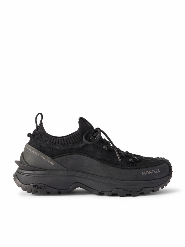 Photo: Moncler - Trailgrip Lite 3 Rubber-Trimmed Nubuck and Brushed-Suede Sneakers - Black