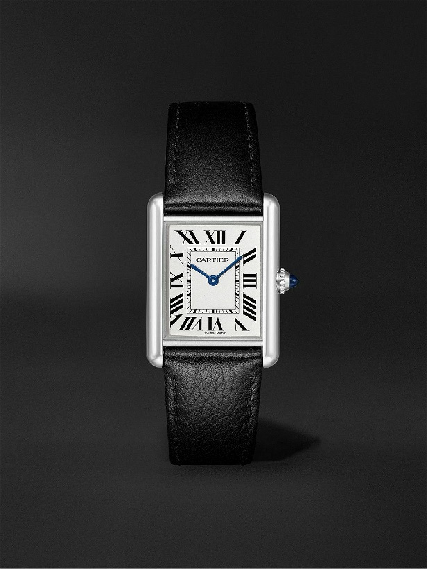 Photo: Cartier - Tank Must 33.7mm Stainless Steel and Leather Watch, Ref. No. WSTA0041