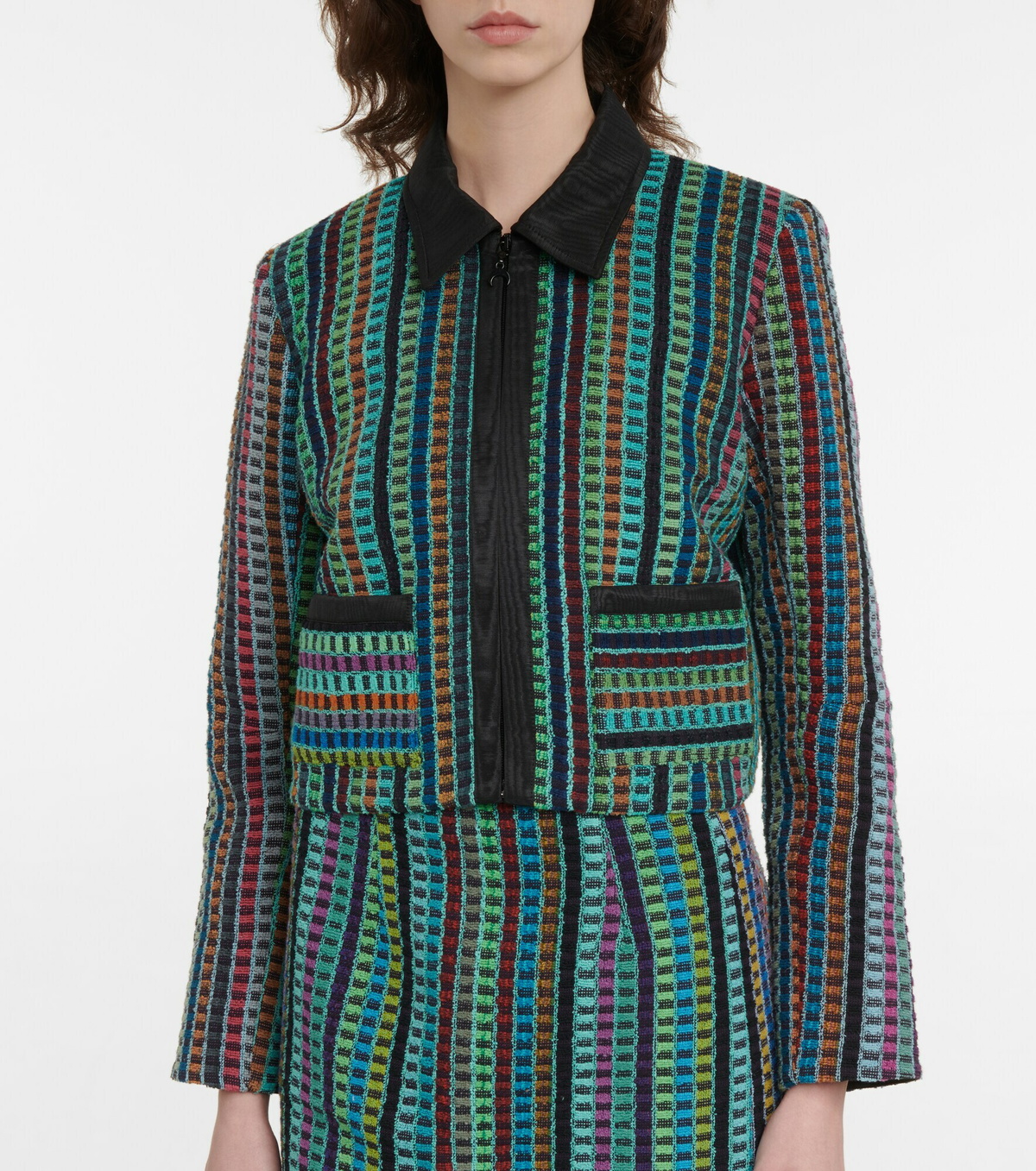 Marine Serre - Cropped cotton terry jacket
